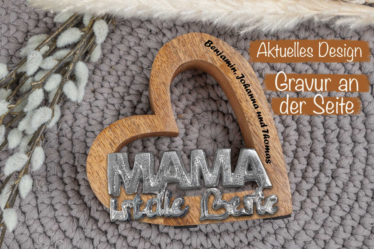 Holz Herz mit Mama Schriftzug • Muttertagsgeschenk