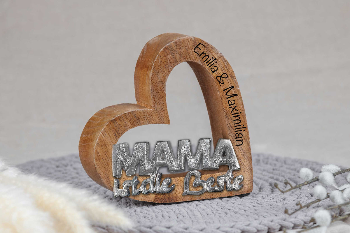 Holz Herz mit Mama Schriftzug • Muttertagsgeschenk