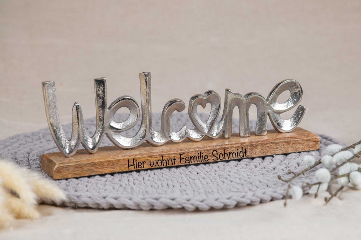 Einzugsgeschenk Welcome mit Deiner Wunschgravur personalisiert