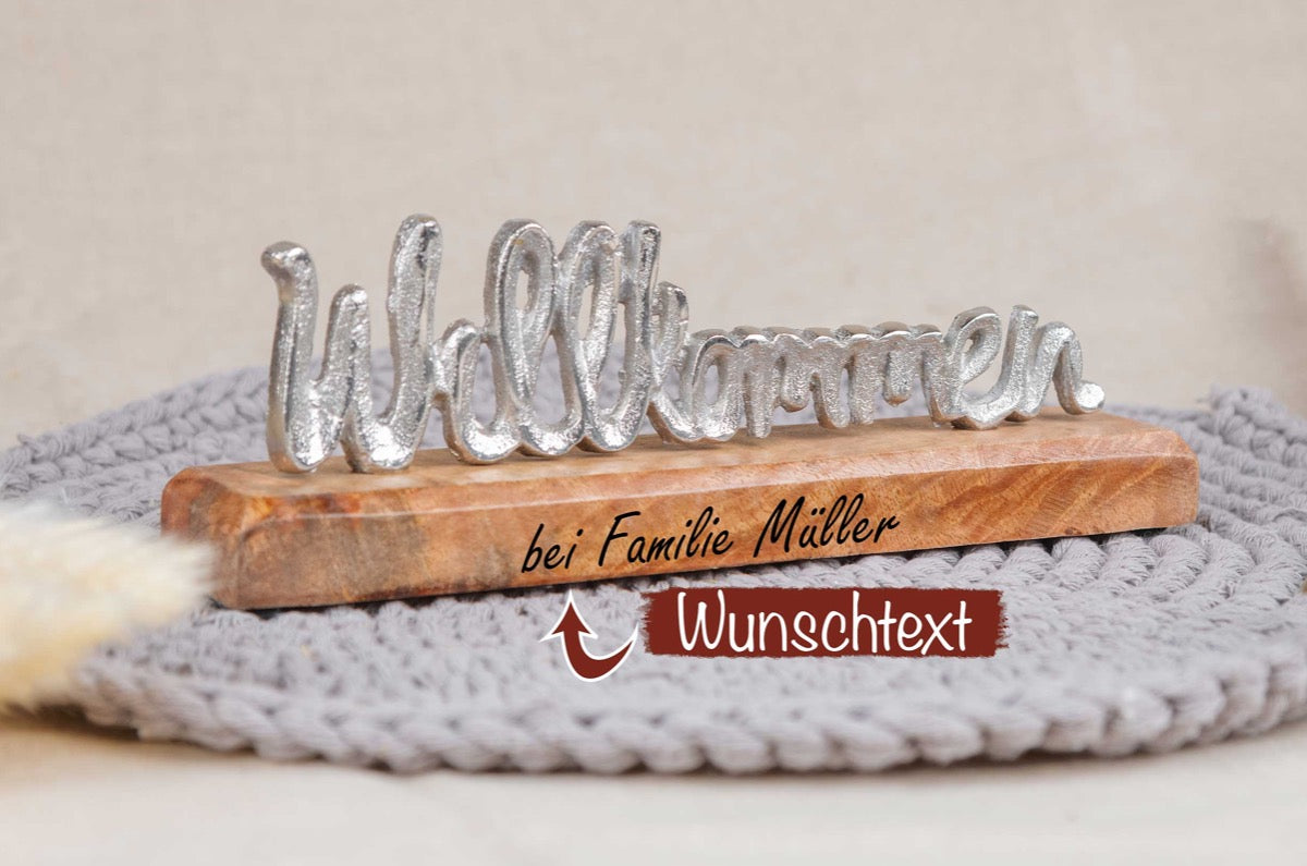 Einzugsgeschenk Willkommen mit Deiner Wunschgravur personalisiert