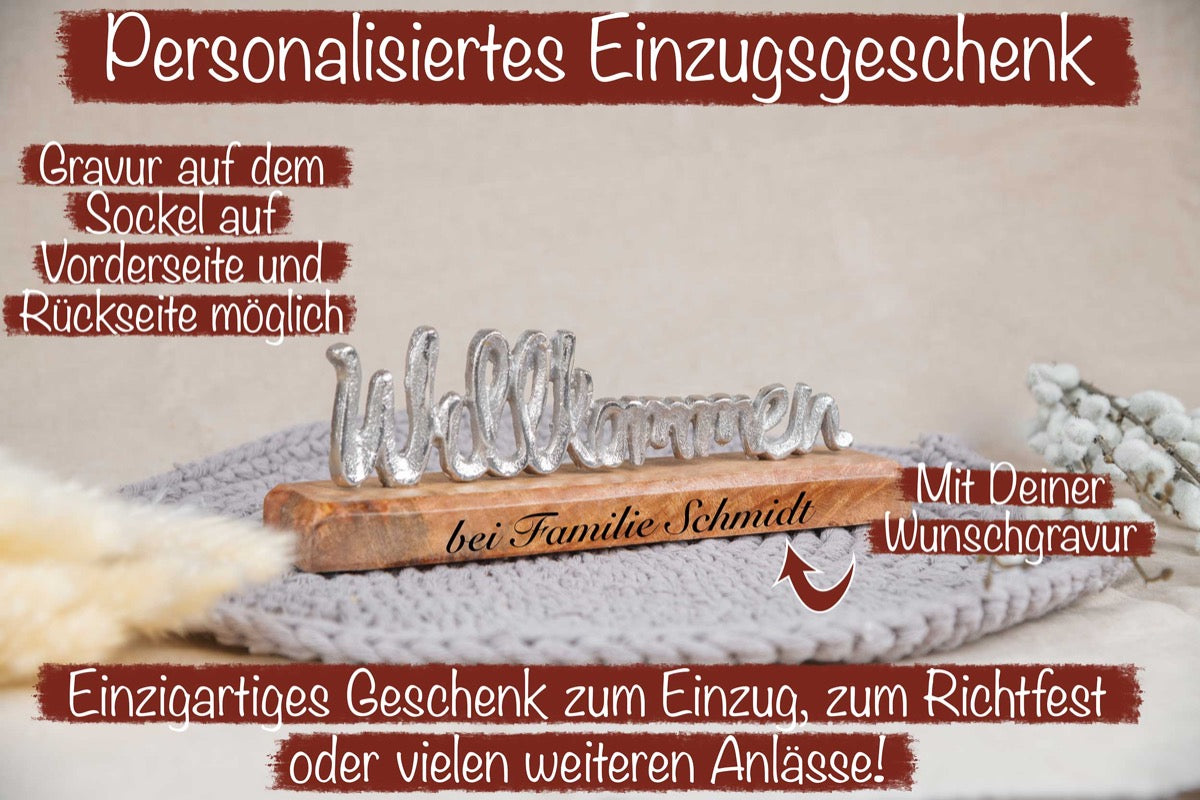 Einzugsgeschenk Willkommen mit Deiner Wunschgravur personalisiert