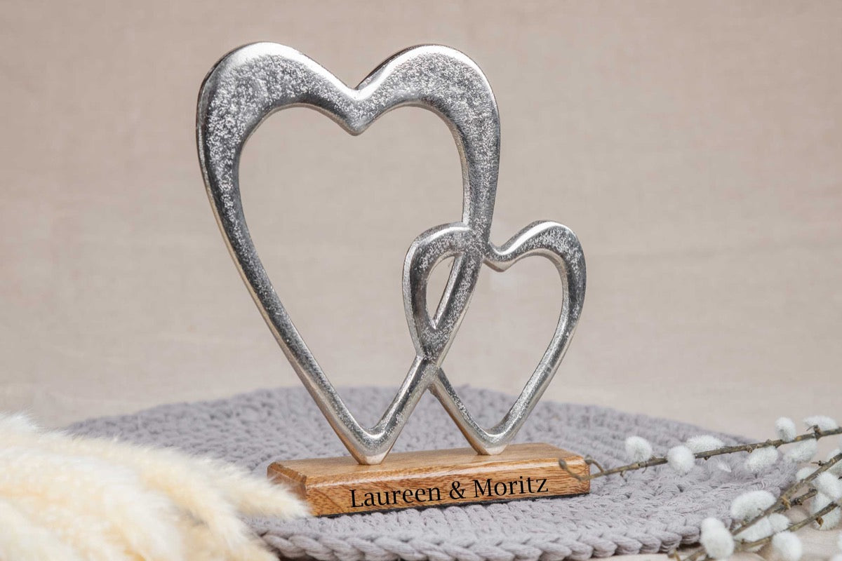 Hochzeitsgeschenk Herz geschlungen mit Deiner Wunschgravur personalisiert