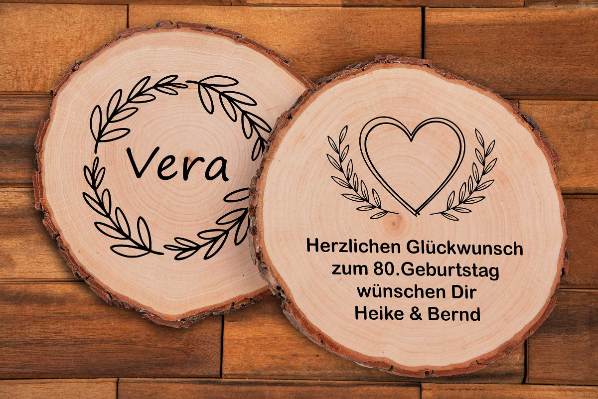 Baumscheibe mit Gravur nach Wunsch personalisiert