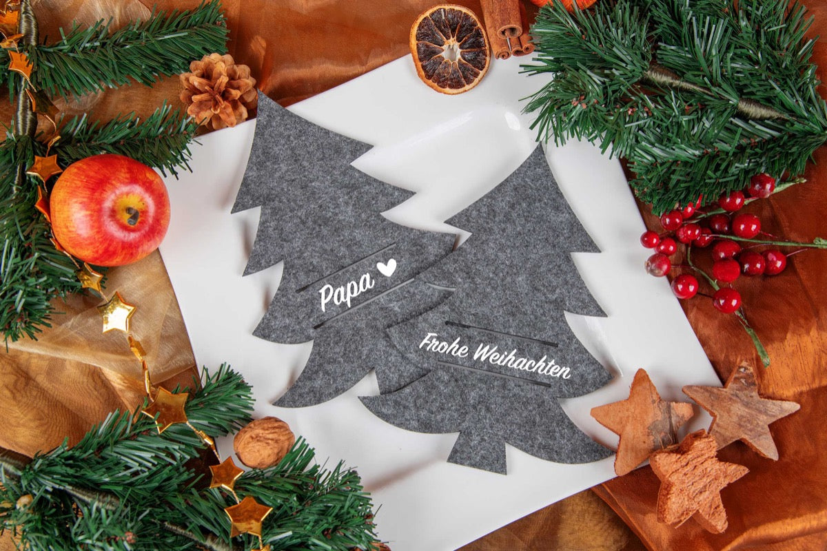 Besteckhalter Tannenbaum mit Namen personalisiert
