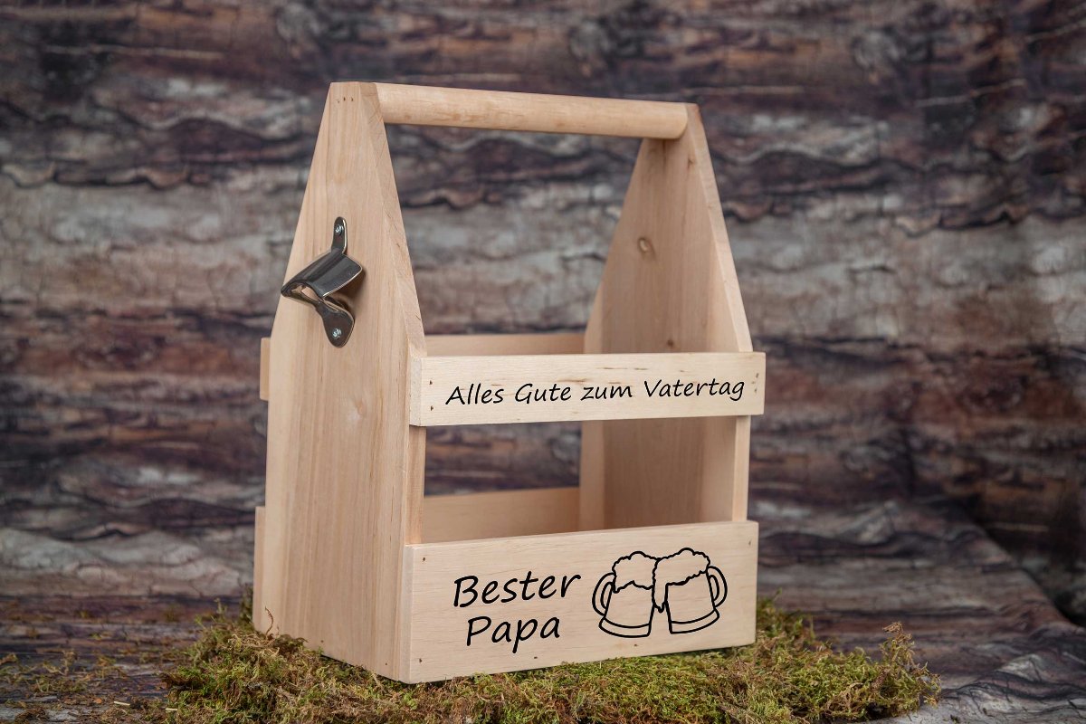 Personalisierter Bierträger aus Holz - Männerhandtasche Herrenhandtasche