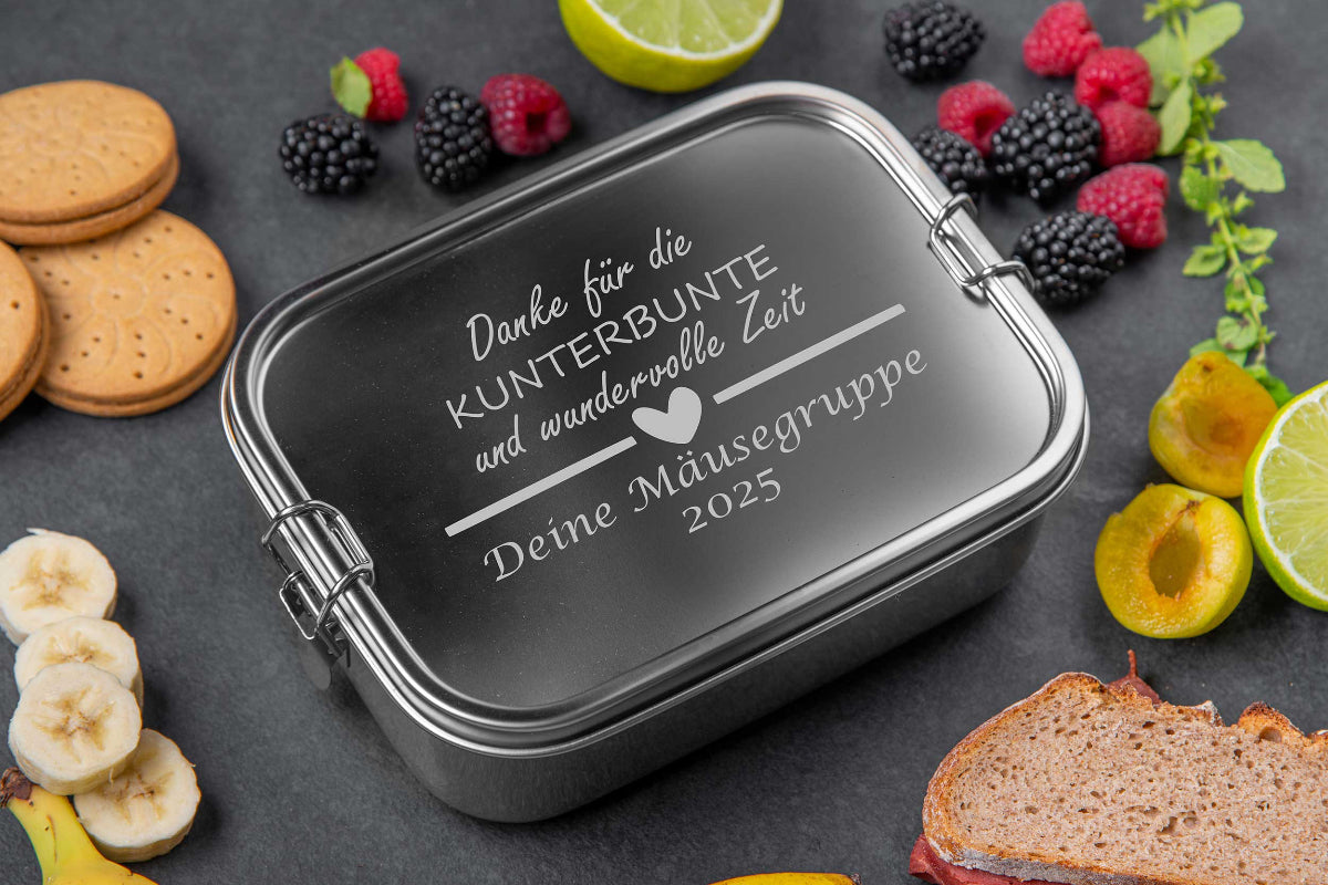 Edelstahl Brotdose personalisiert mit Gravur