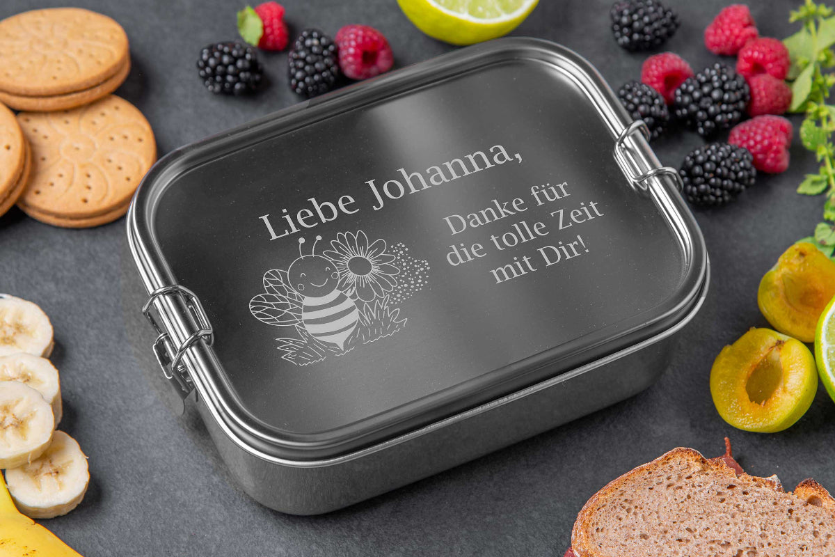 Edelstahl Brotdose personalisiert mit Gravur