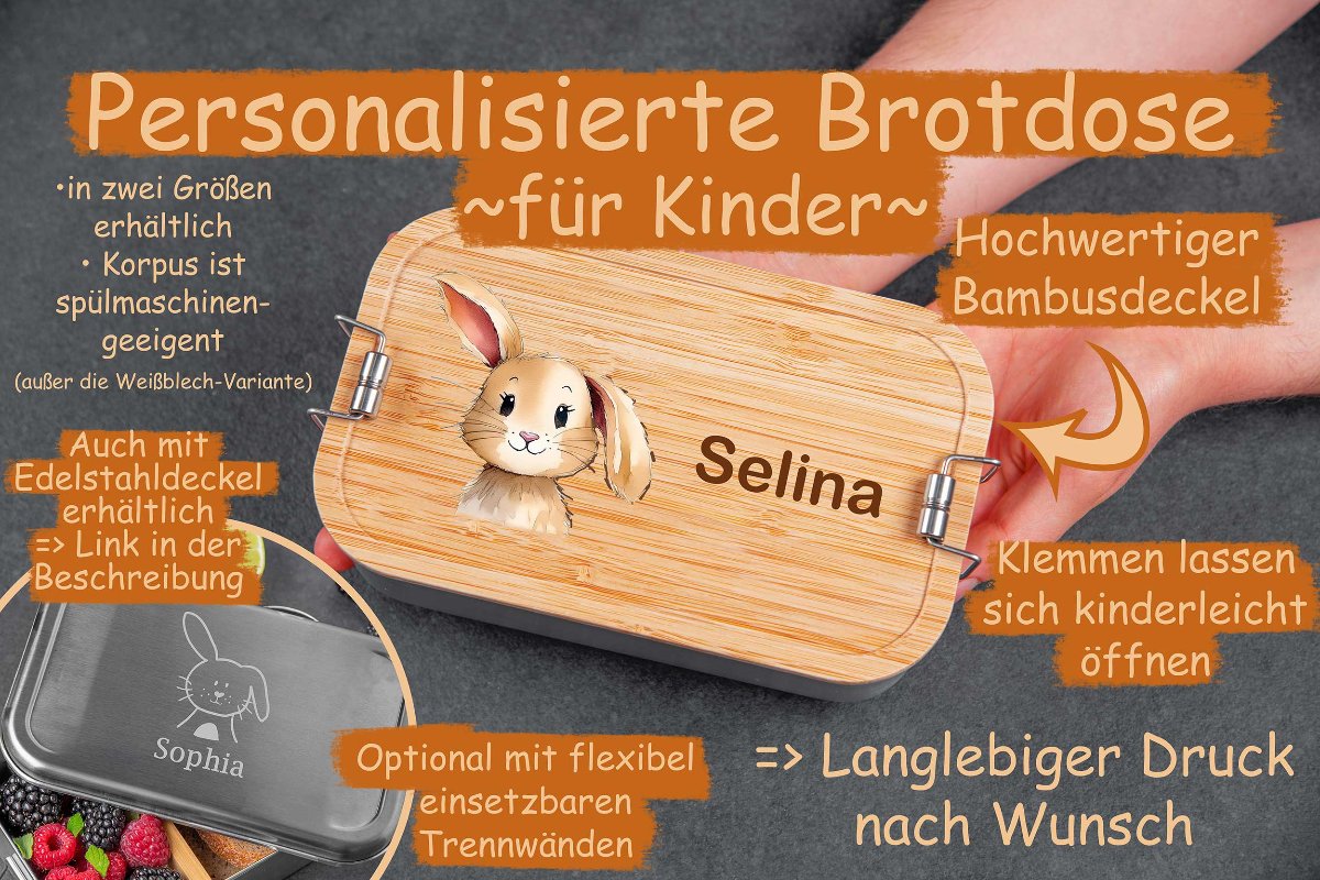 Brotdose personalisiert mit Namen für Kinder bunt