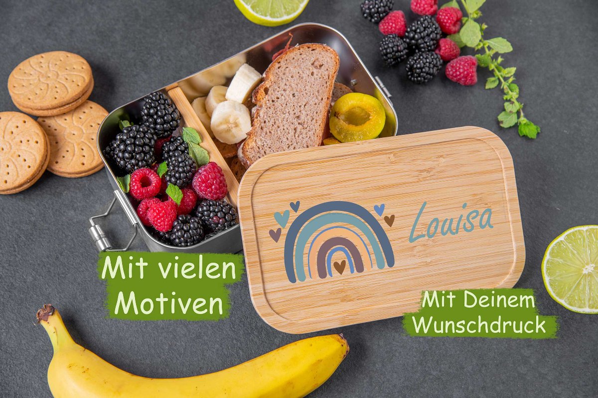 Brotdose personalisiert mit Namen für Kinder bunt