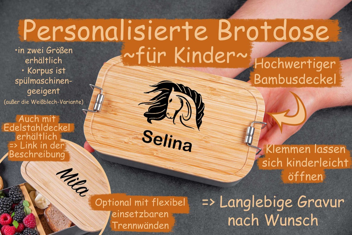 Premium Brotdose personalisiert mit Namen für Kinder