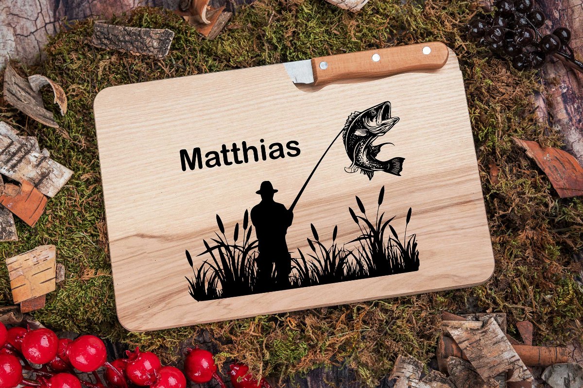 Brotzeitbrett mit Namen personalisiert aus Holz mit Messer - Schneidebrett