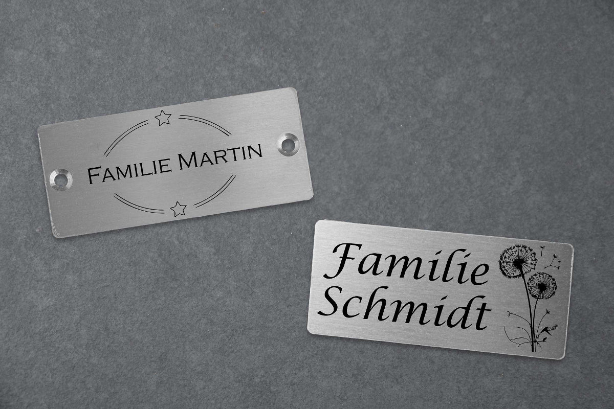 Premium Klingelschild Türschild Namensschild Briefkastenschild personalisiert aus Edelstahl wetterfest
