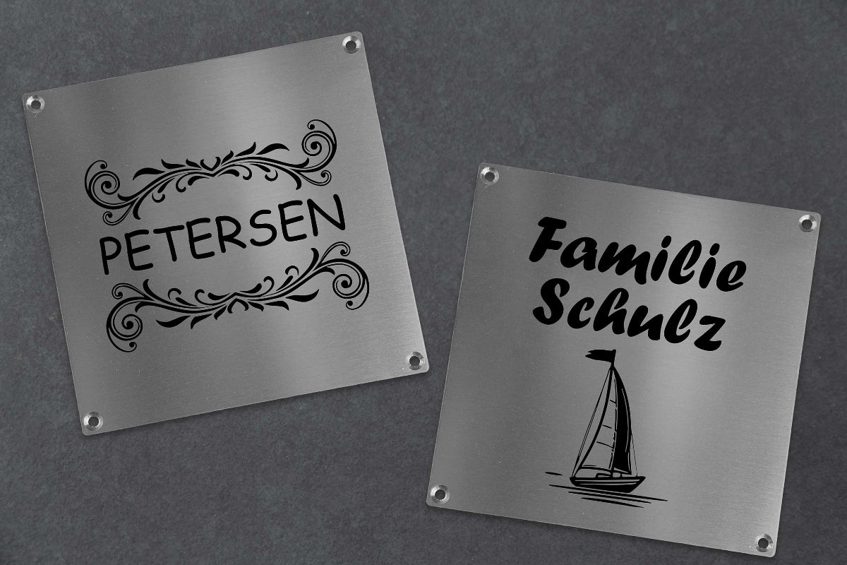 Premium Klingelschild Türschild Namensschild Briefkastenschild personalisiert aus Edelstahl wetterfest