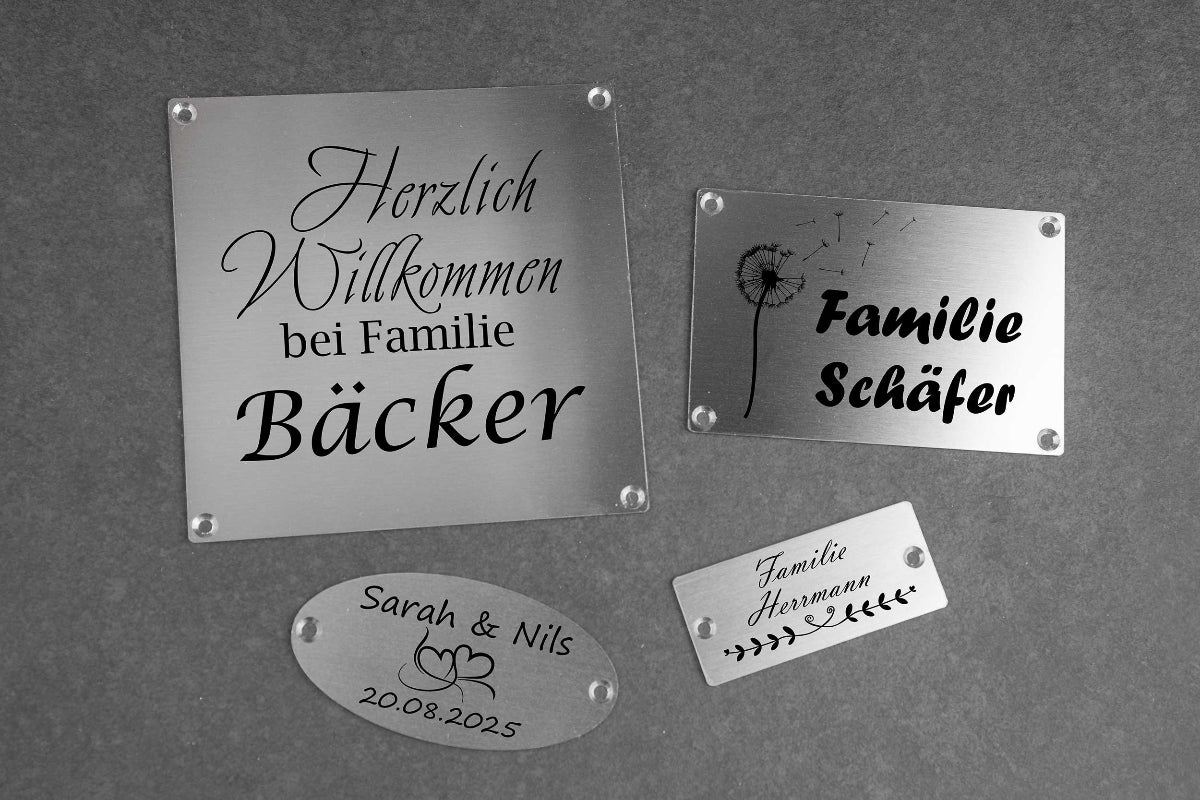 Premium Klingelschild Türschild Namensschild Briefkastenschild personalisiert aus Edelstahl wetterfest