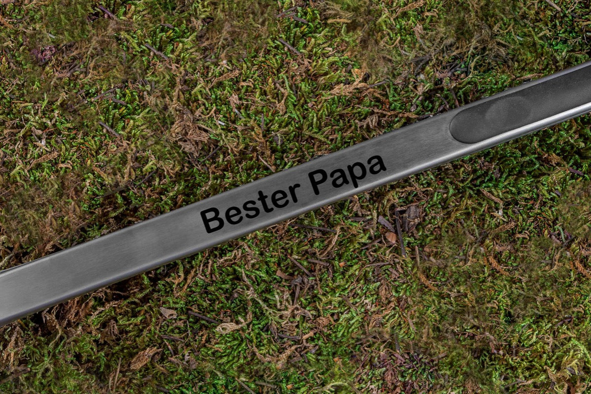 Personalisierte Grillzange aus Edelstahl mit passender Geschenkbox