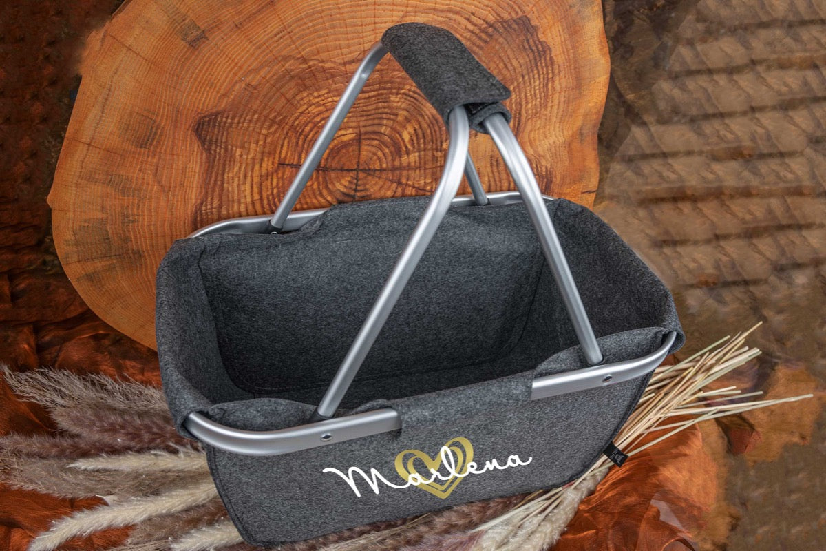 Einkaufskorb personalisiert mit Namen aus Filz