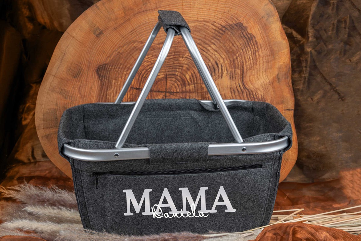 Personalisierter Einkaufskorb mit Namen aus Filz