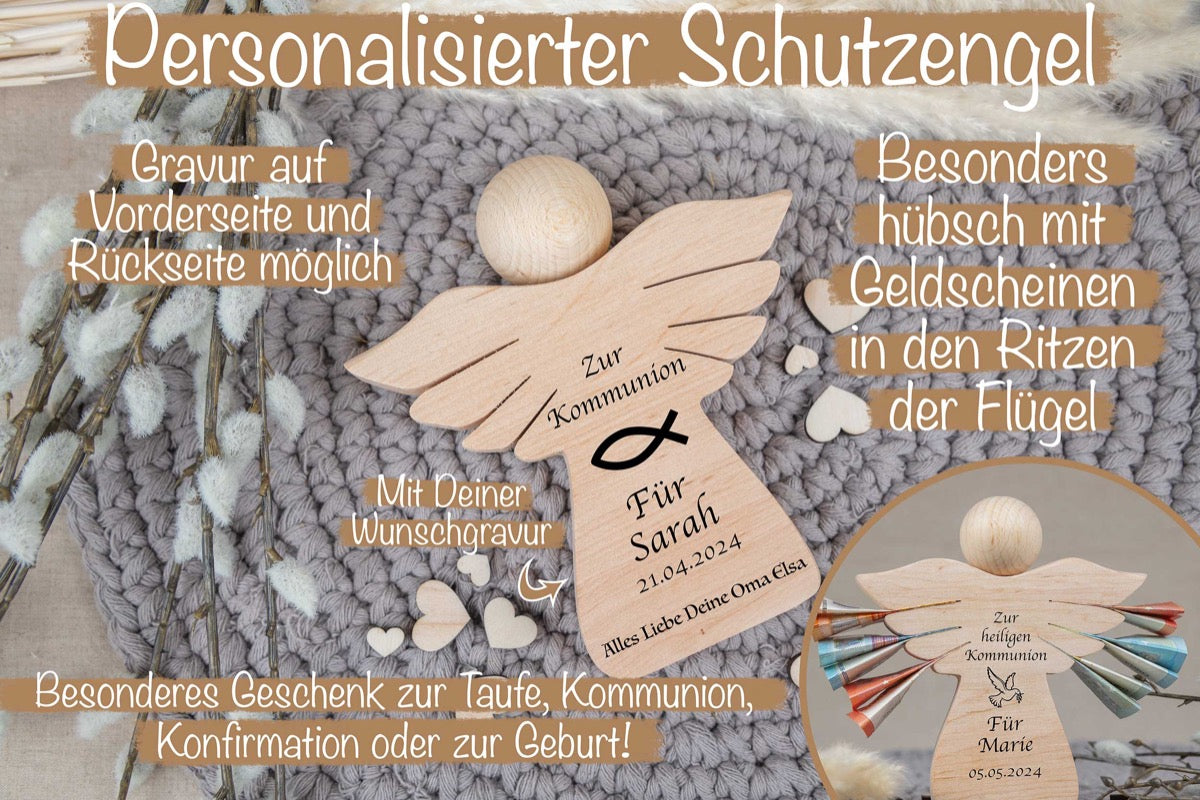 Schutzengel mit Wunschtext personalisiert