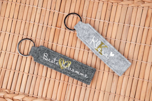 Schlüsselanhänger personalisiert mit Namen aus Filz