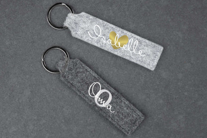 Schlüsselanhänger personalisiert mit Namen aus Filz