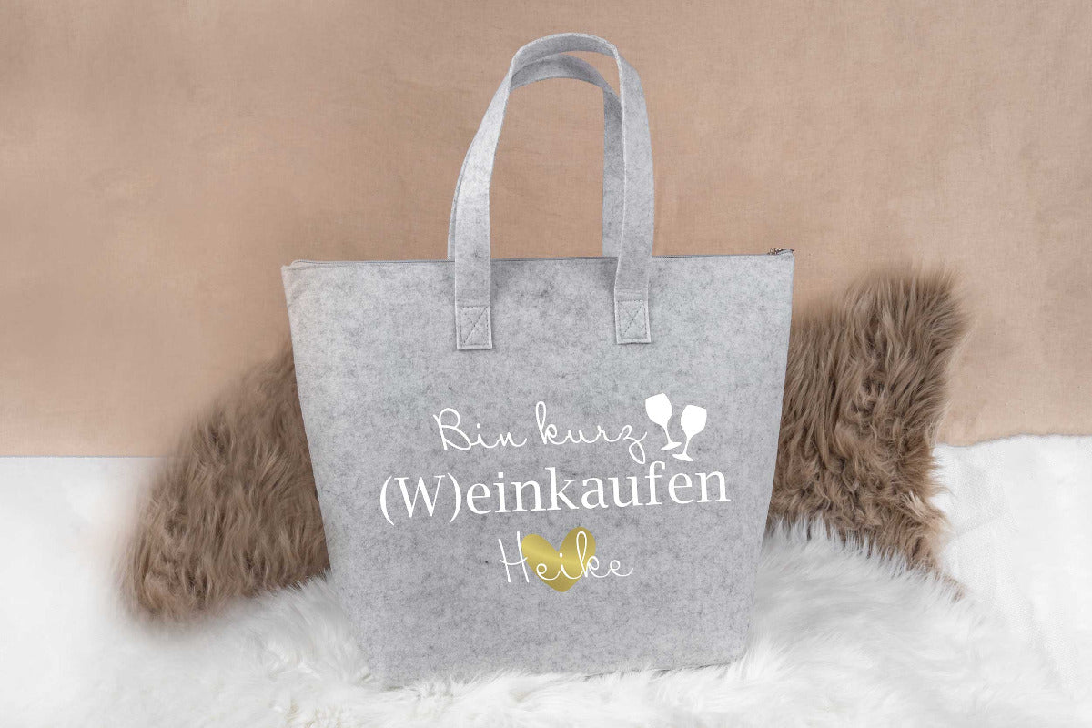 Tasche aus Filz personalisiert mit Name - Einkaufstasche, Shopper