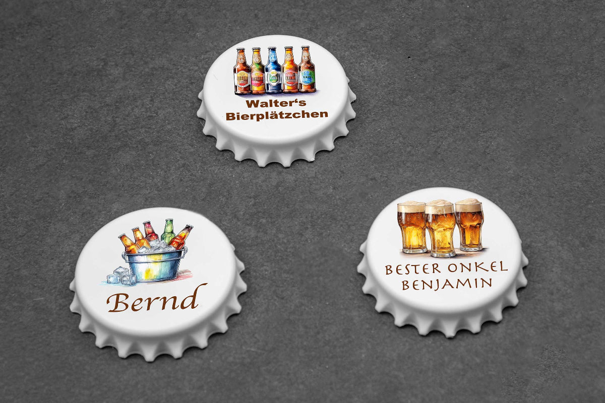 Flaschenöffner Kronkorken personalisiert bunt