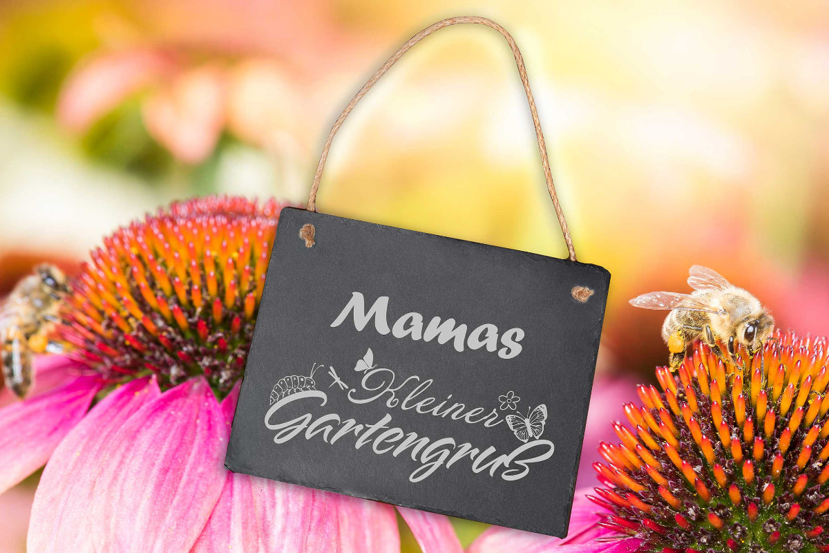 Personalisiertes Gartenschild mit Deiner Wunschgravur aus Schiefer