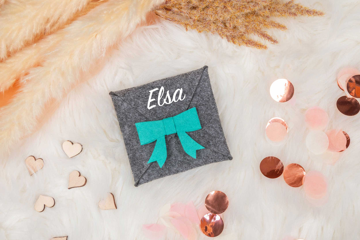 Geldgeschenk Schleife personalisiert als Täschchen