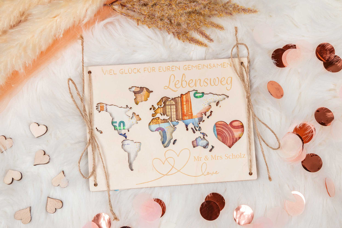 Geldgeschenk kleiner Wunscherfüller personalisiert mit Gravur