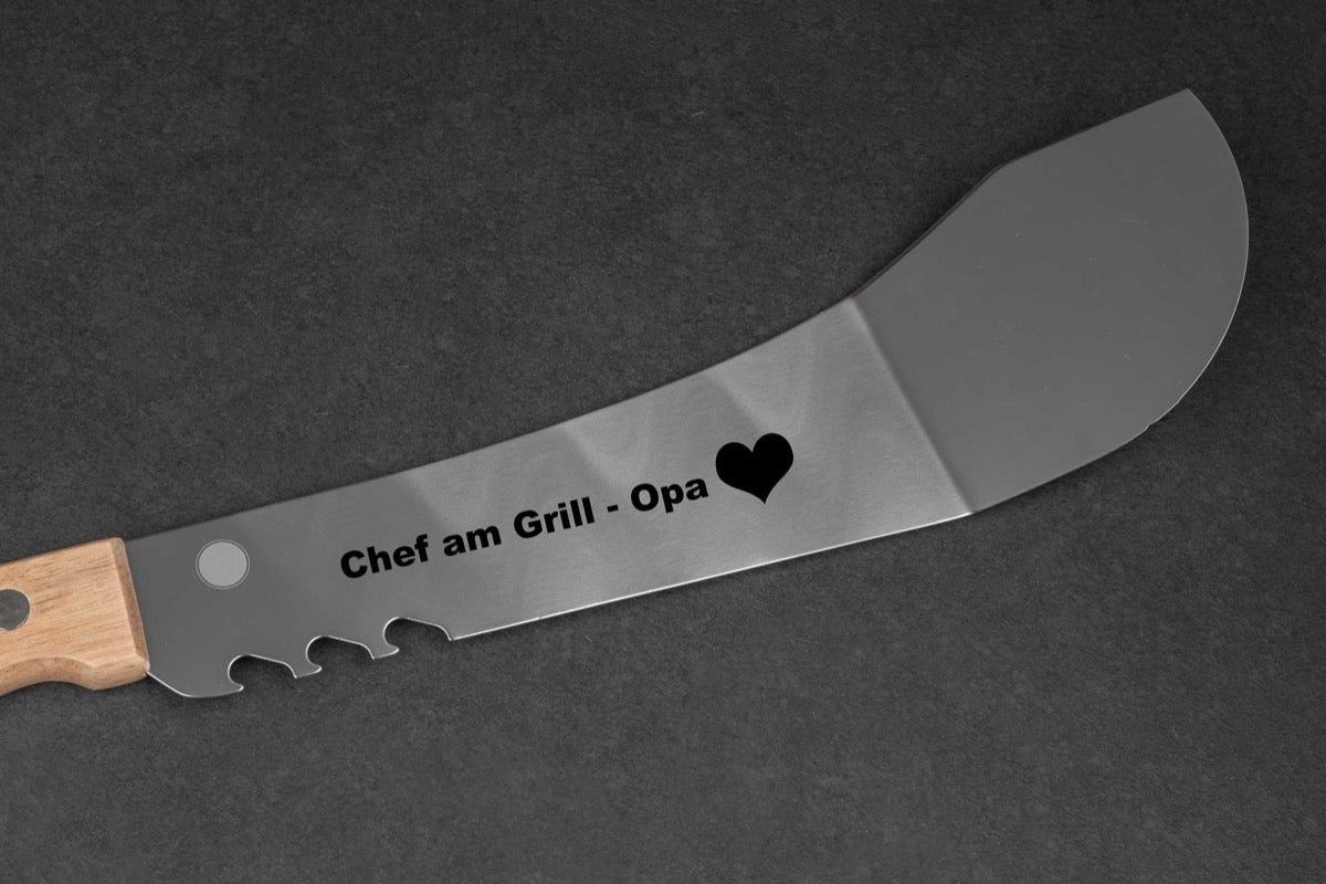 Personalisierte Grill Machete aus Edelstahl mit Flaschenöffner