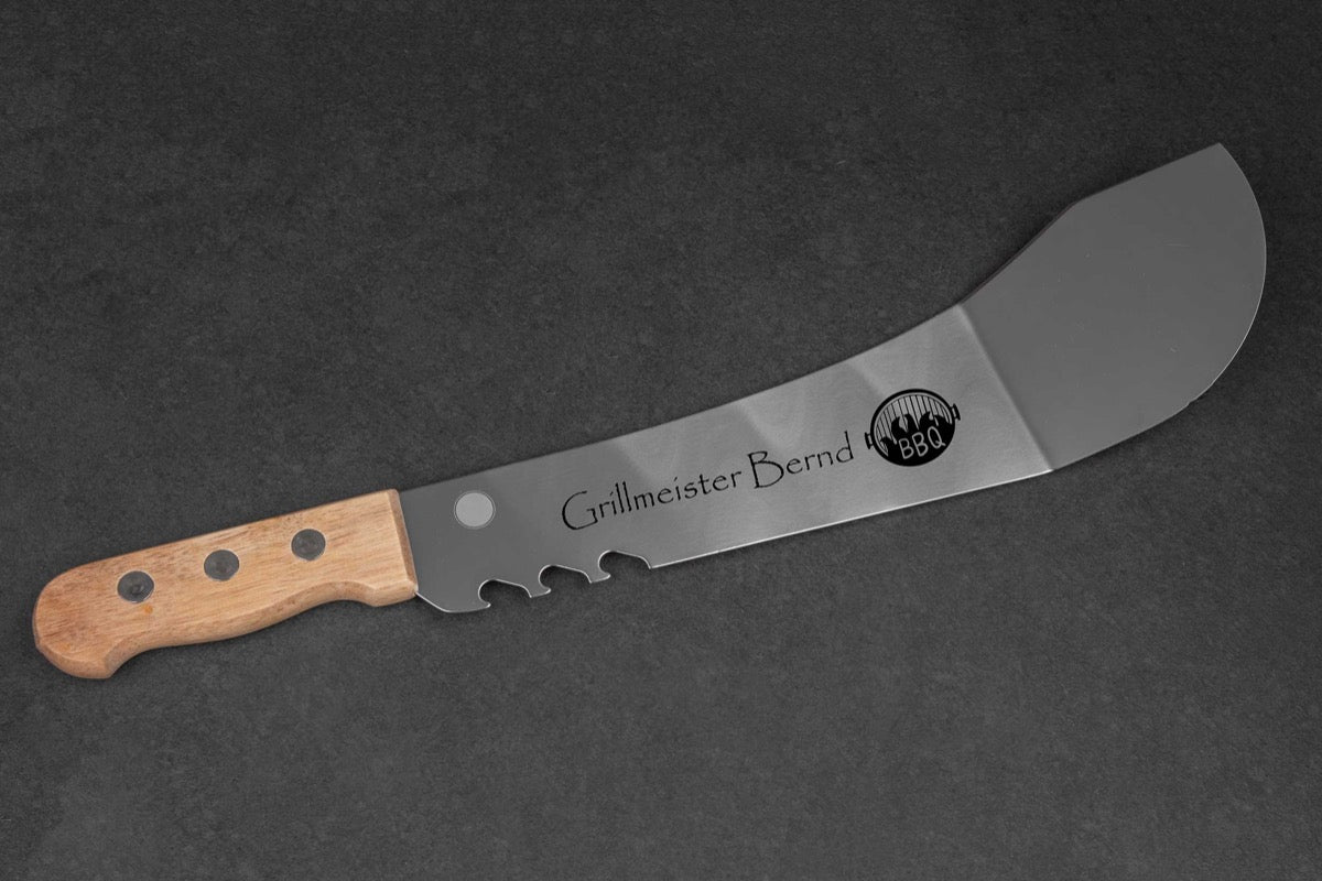 Personalisierte Grill Machete aus Edelstahl mit Flaschenöffner