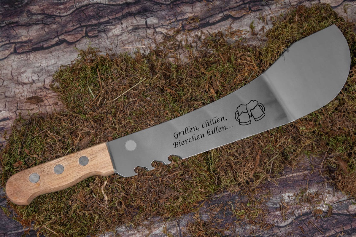 Personalisierte Grill Machete aus Edelstahl mit Flaschenöffner