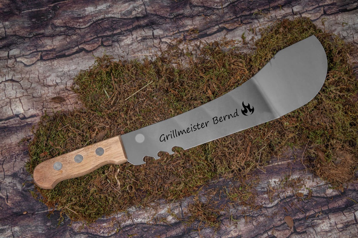 Personalisierte Grill Machete aus Edelstahl mit Flaschenöffner