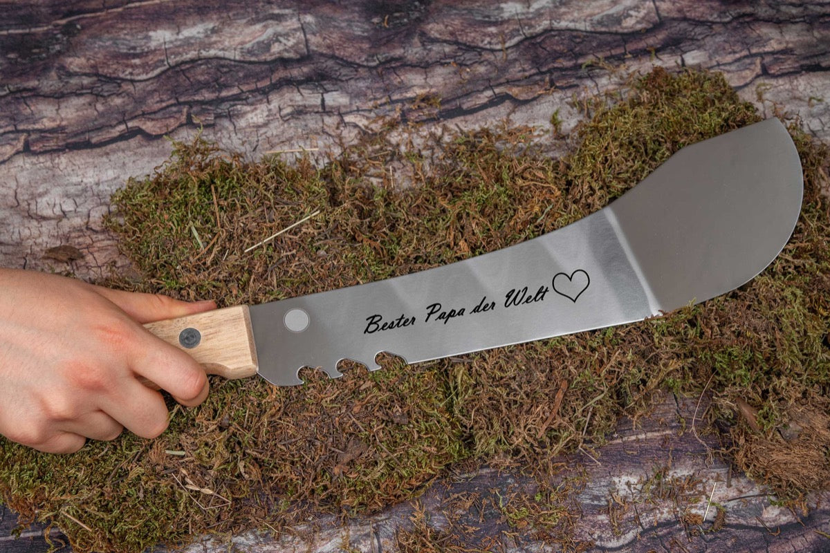 Personalisierte Grill Machete aus Edelstahl mit Flaschenöffner