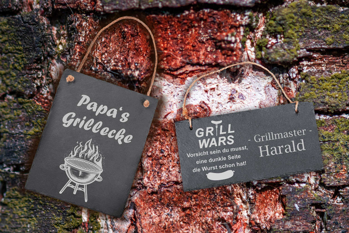 Grillschild aus Schiefer personalisiert mit Deiner Wunschgravur