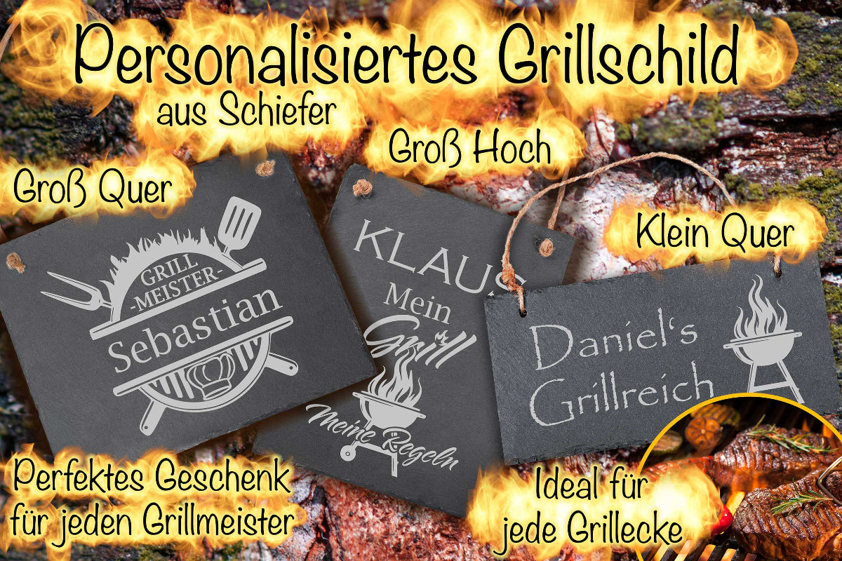 Grillschild aus Schiefer personalisiert mit Deiner Wunschgravur