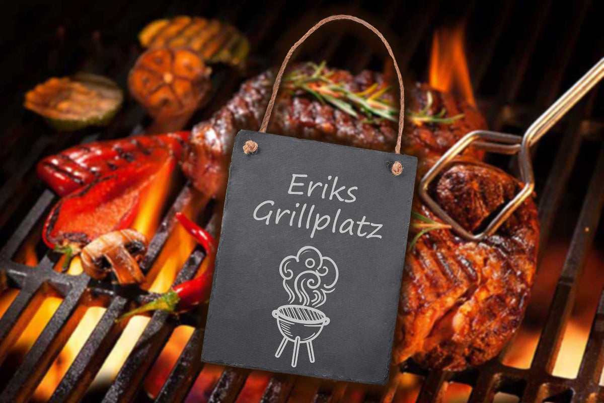 Grillschild aus Schiefer personalisiert mit Deiner Wunschgravur
