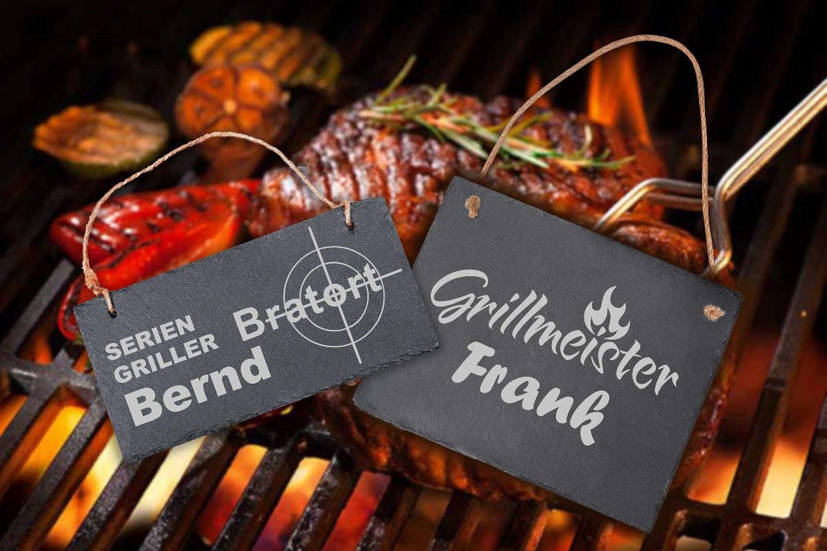 Grillschild aus Schiefer personalisiert mit Deiner Wunschgravur