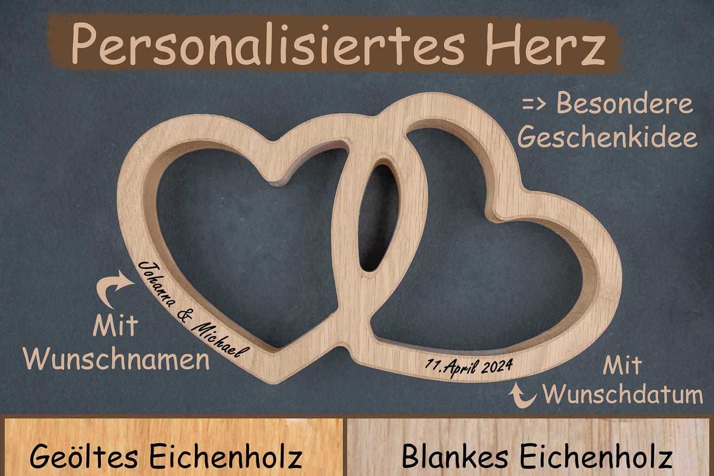 Personalisiertes Herz mit Gravur