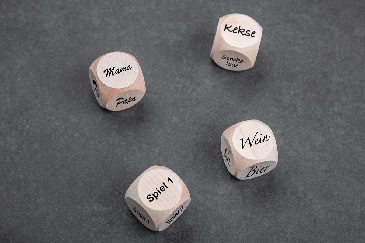 Würfel graviert mit 6 Seiten