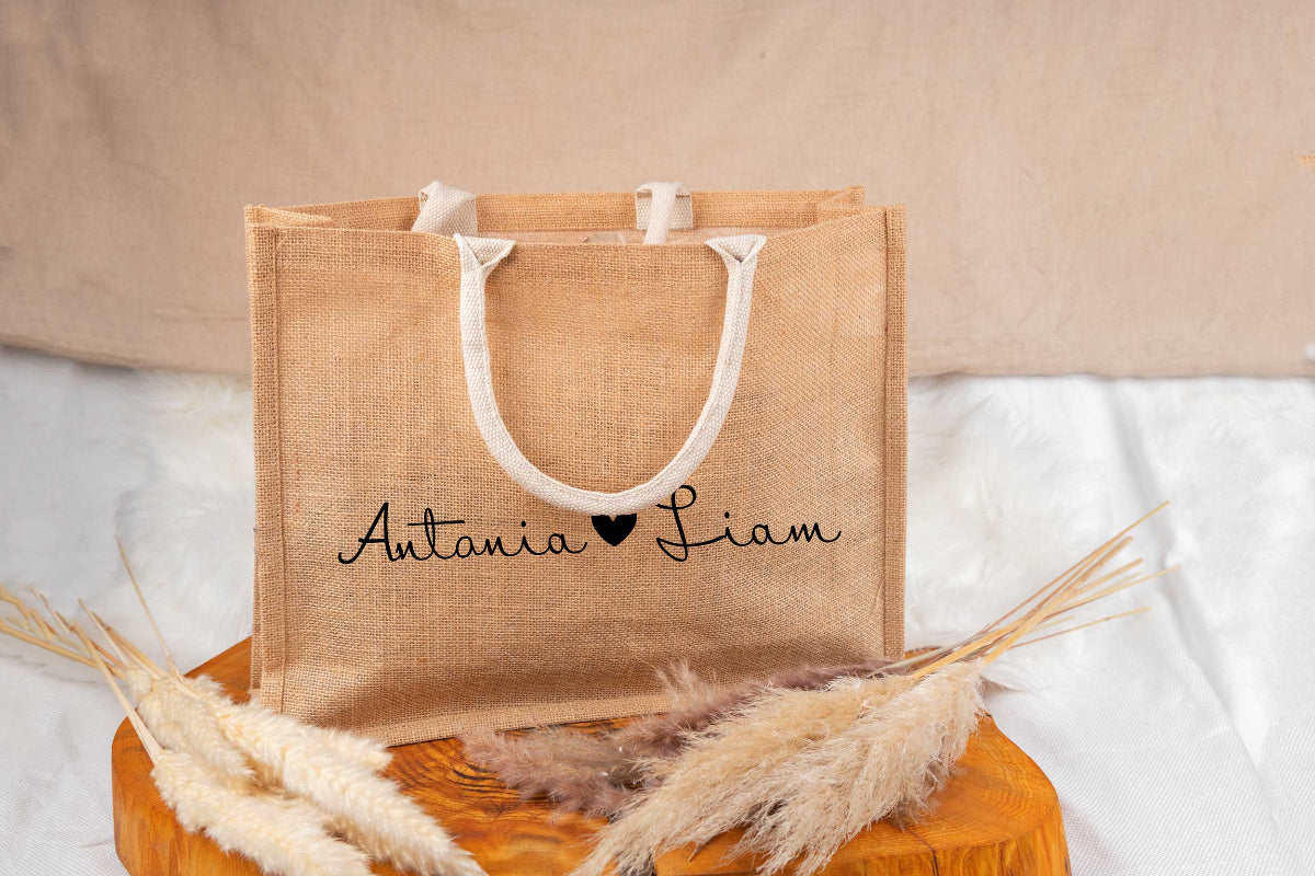 Tasche aus Jute personalisiert mit vielen Designs • Einkaufstasche