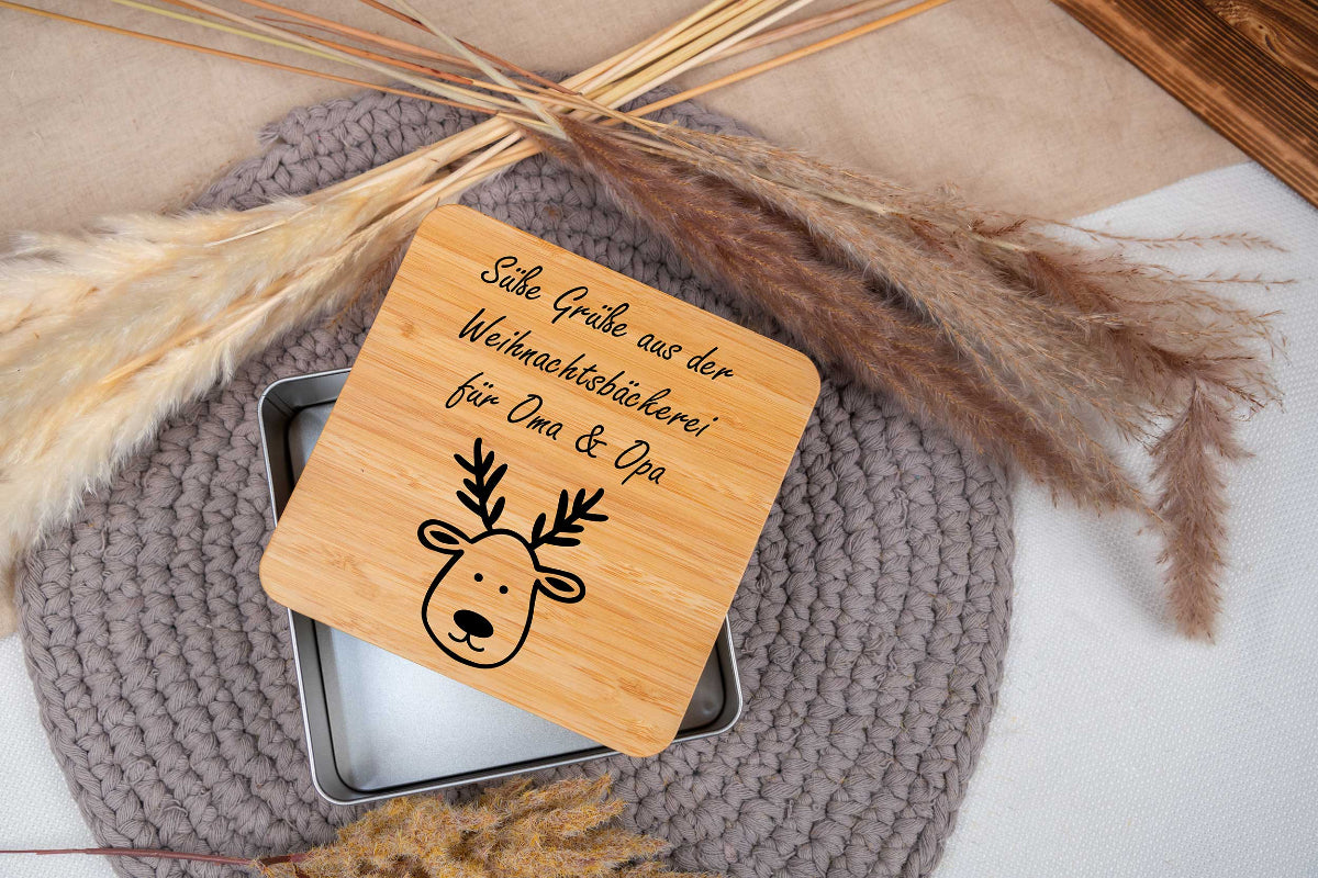 Keksdose personalisiert mit Namen und Bambusdeckel - Plätzchendose