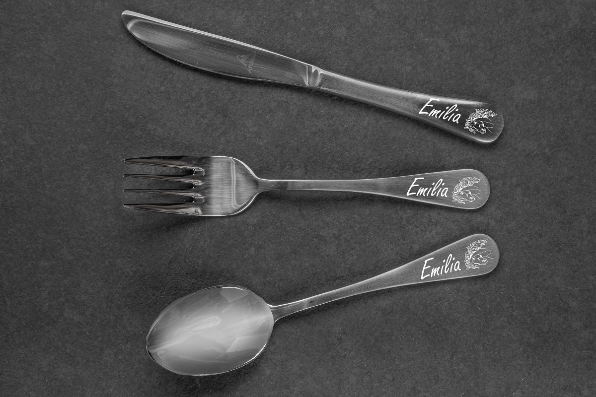 Personalisiertes Kinderbesteck mit Gravur 3-teilig