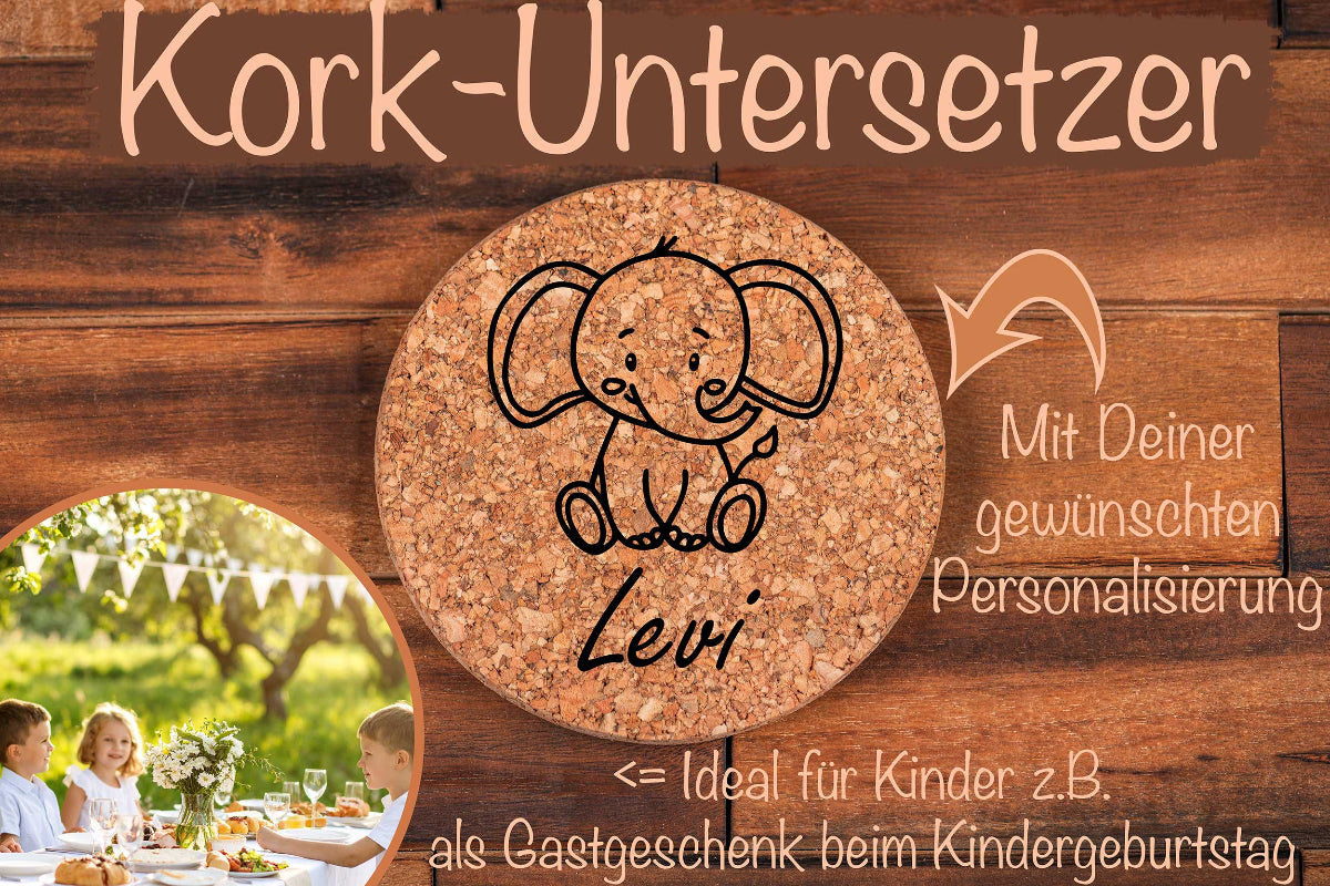 Kork Untersetzer personalisiert für Kinder