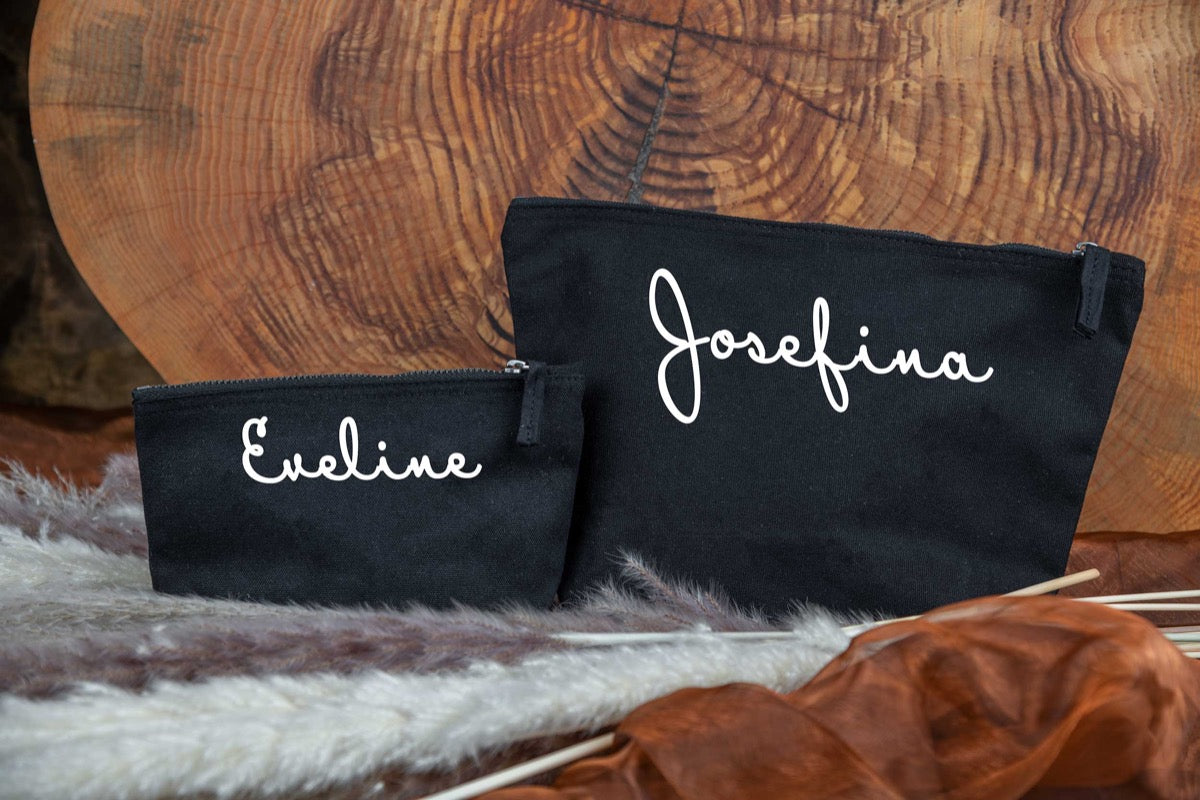 Kosmetiktasche Kulturbeutel personalisiert mit Namen aus Baumwolle