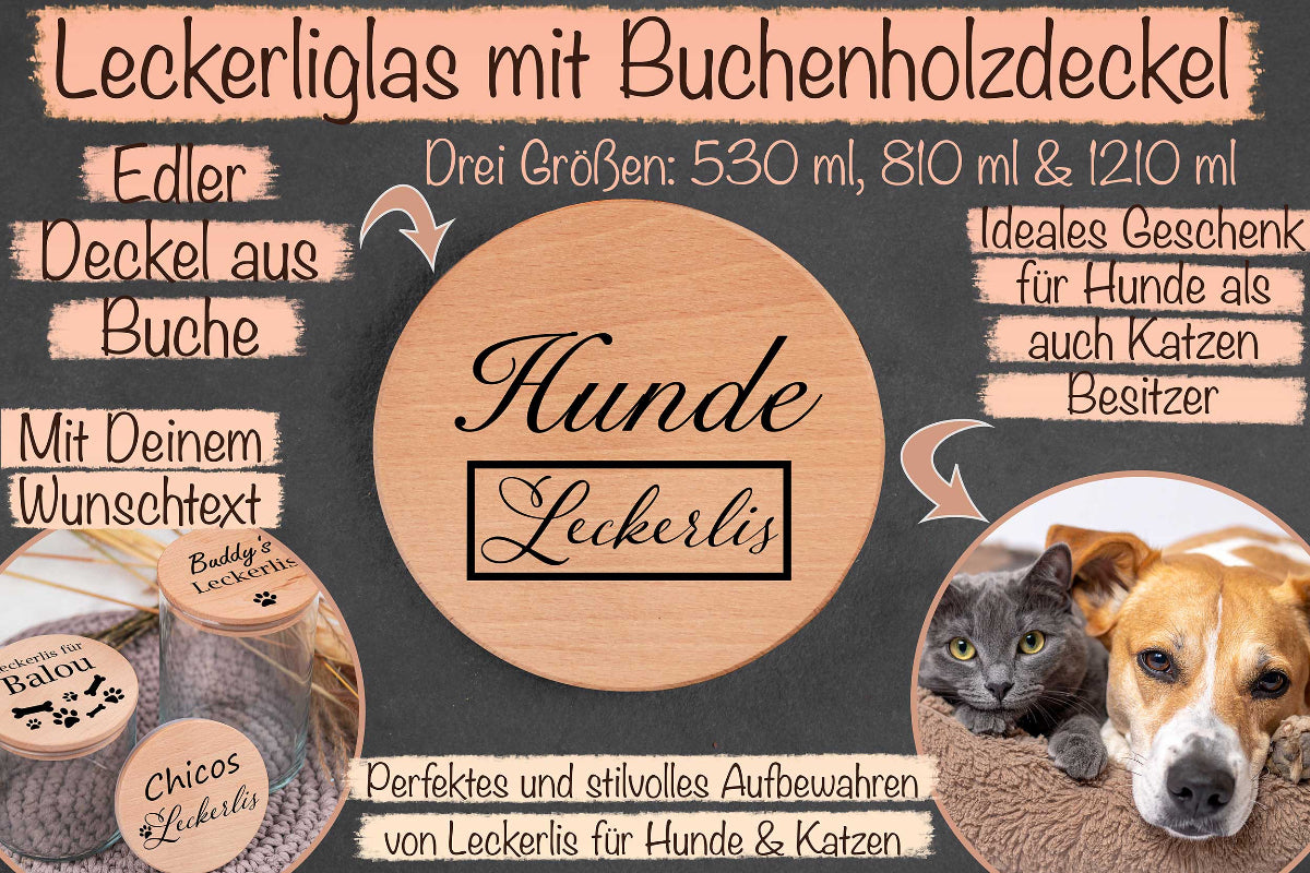 Leckerli Glas personalisiert mit Deiner Wunschgravur für Hunde und Katzen