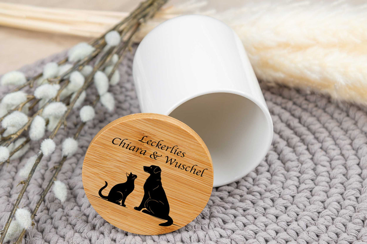 Leckerli Glas personalisiert mit Deiner Wunschgravur für Hunde und Katzen