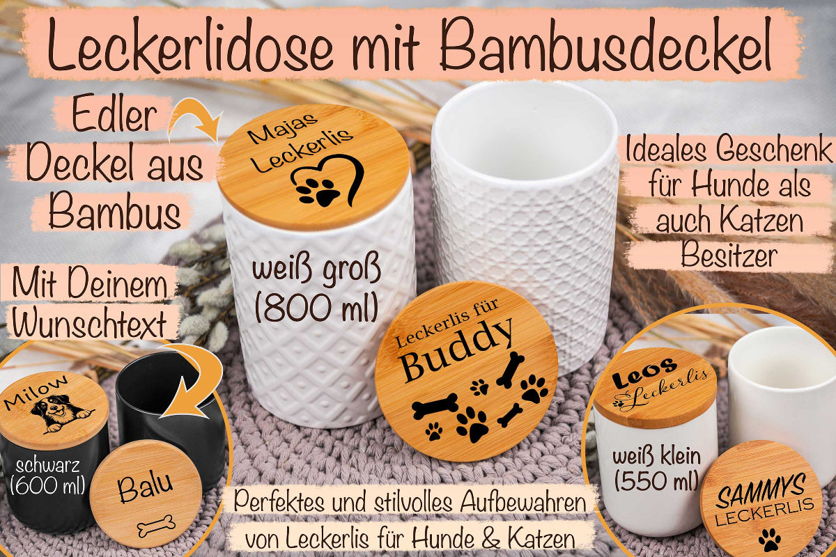 Leckerli Glas personalisiert mit Deiner Wunschgravur für Hunde und Katzen
