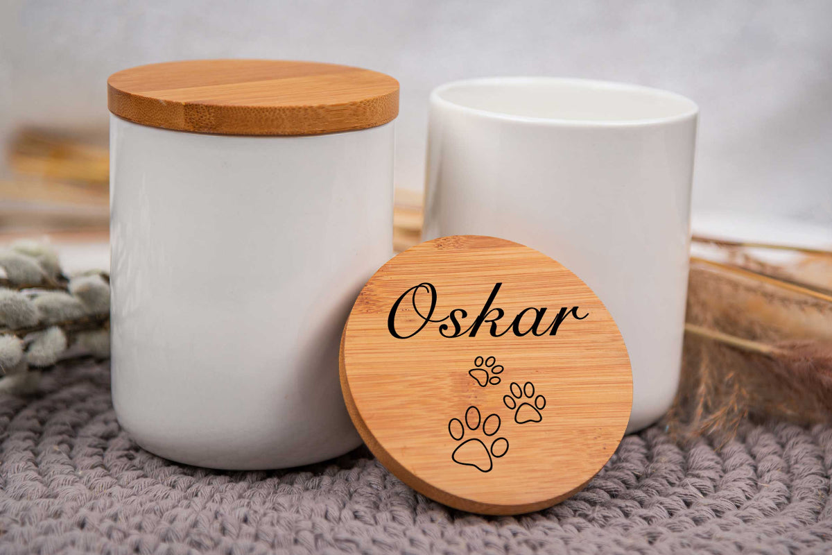 Leckerli Glas personalisiert mit Deiner Wunschgravur für Hunde und Katzen