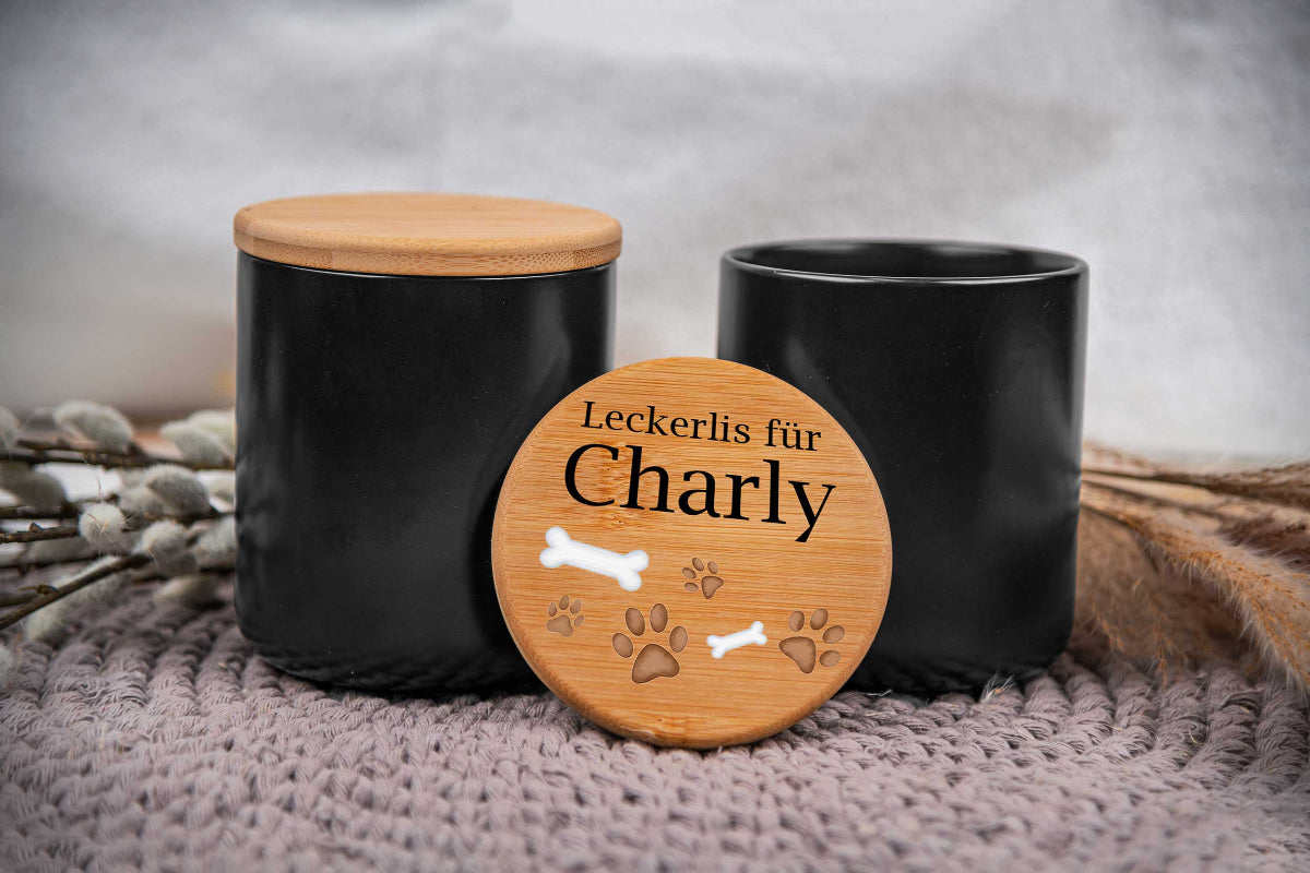 Leckerli Glas personalisiert mit Deinem Wunschtext für Hunde und Katzen